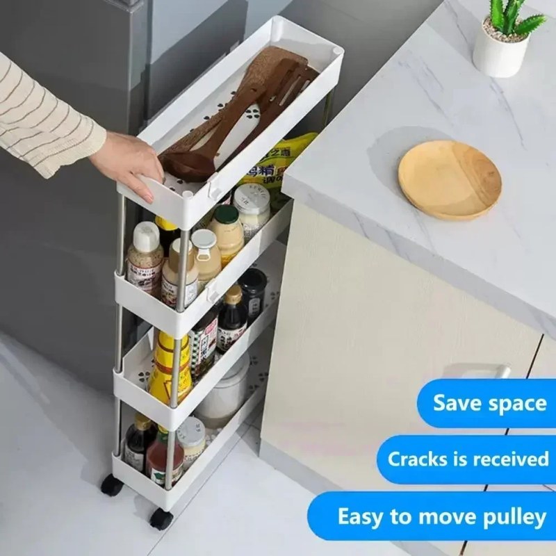 Narrow Type Multi Purpose Gap Storage Trolly Rack Multifunctional Movable Gap Storage Cart-000201
