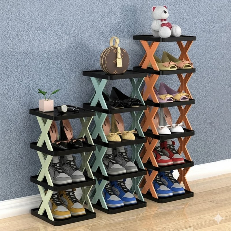 5 layer Multifunctional Black Shoe Organizer Rack_000365