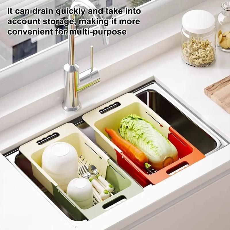 Over the Sink Collapsible Colander Strainer – Expandable Washing Basket-000196