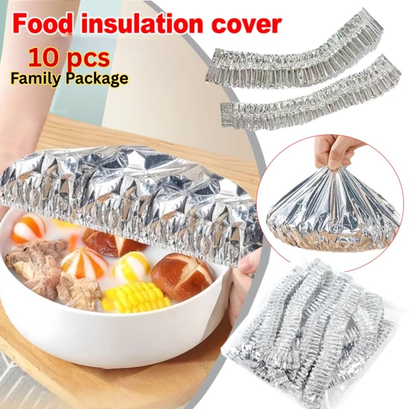 10pcs Reusable Aluminum Foil Food Elastic Bowl Covers Fresh Keeping Food Containers Dish Covers-000925