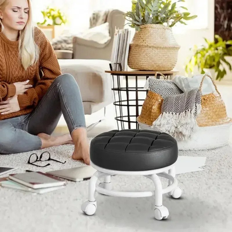 360 Rolling Low Stool Chair with Wheels Modern Simplicity Soft Pack Stool-000401