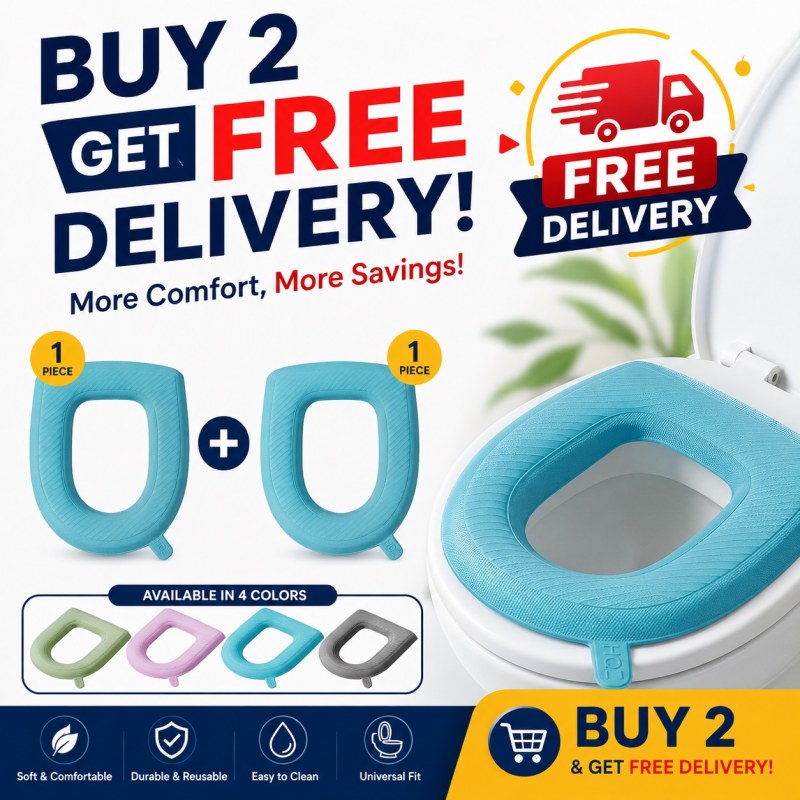 2pcs Waterproof Luxary Toilet Seat Cover – Soft, Washable & Warm Winter Toilet Cushion Combo-000929