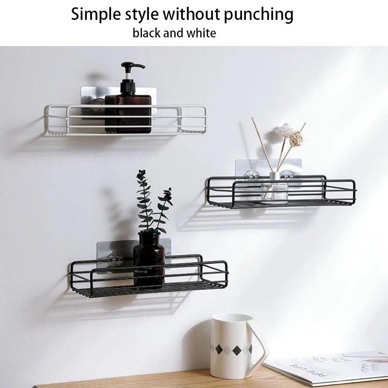 2PCS Set-Iron Frame Punch-Free Storage Organizer Shelf – Shower Mounted Caddy Rack -000111
