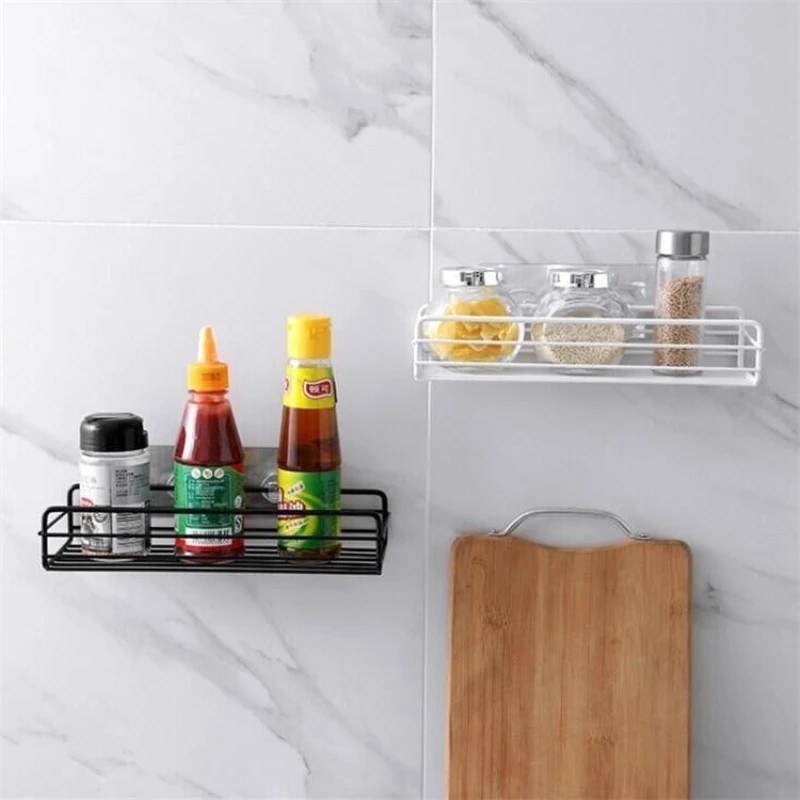 2PCS Set-Iron Frame Punch-Free Storage Organizer Shelf – Shower Mounted Caddy Rack -000111