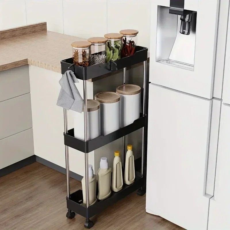 Narrow Type Multi Purpose Gap Storage Trolly Rack Multifunctional Movable Gap Storage Cart-000201