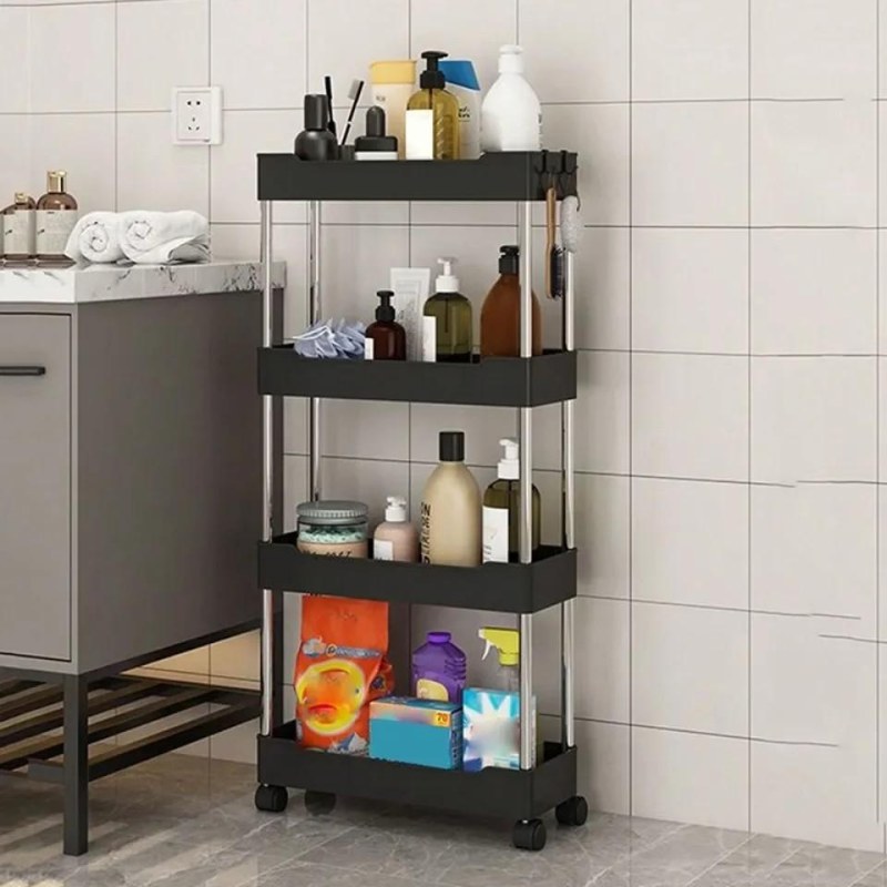 Narrow Type Multi Purpose Gap Storage Trolly Rack Multifunctional Movable Gap Storage Cart-000201