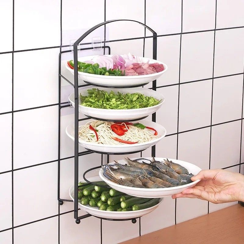 Kitchen Punch-Free 5 Layer Portable Space Saving Dish Rack-000354