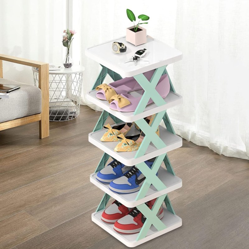 5 layer Multifunctional Black Shoe Organizer Rack_000365