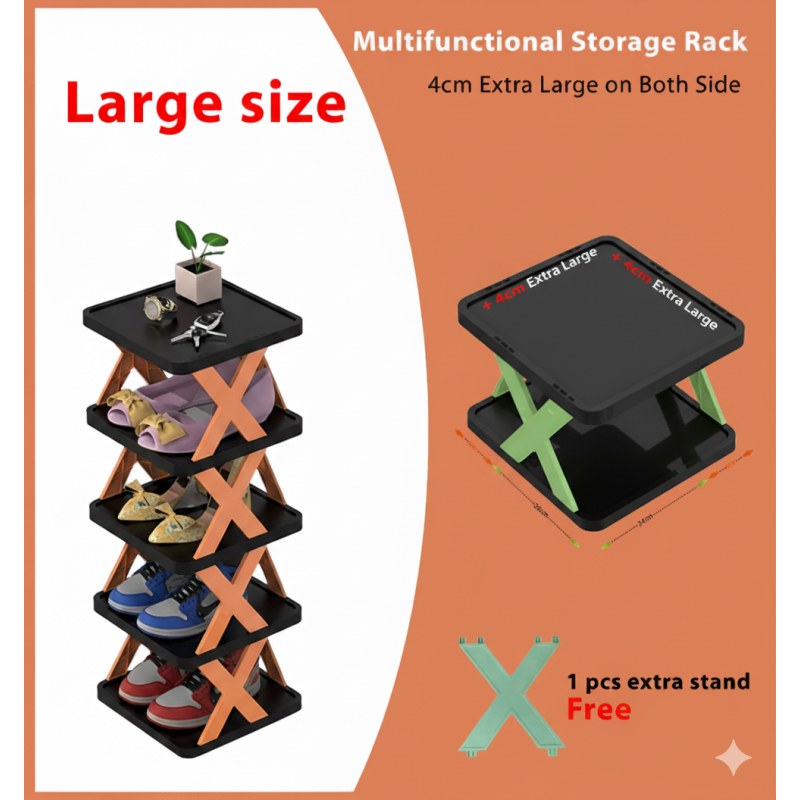 5 layer Multifunctional Black Shoe Organizer Rack_000365