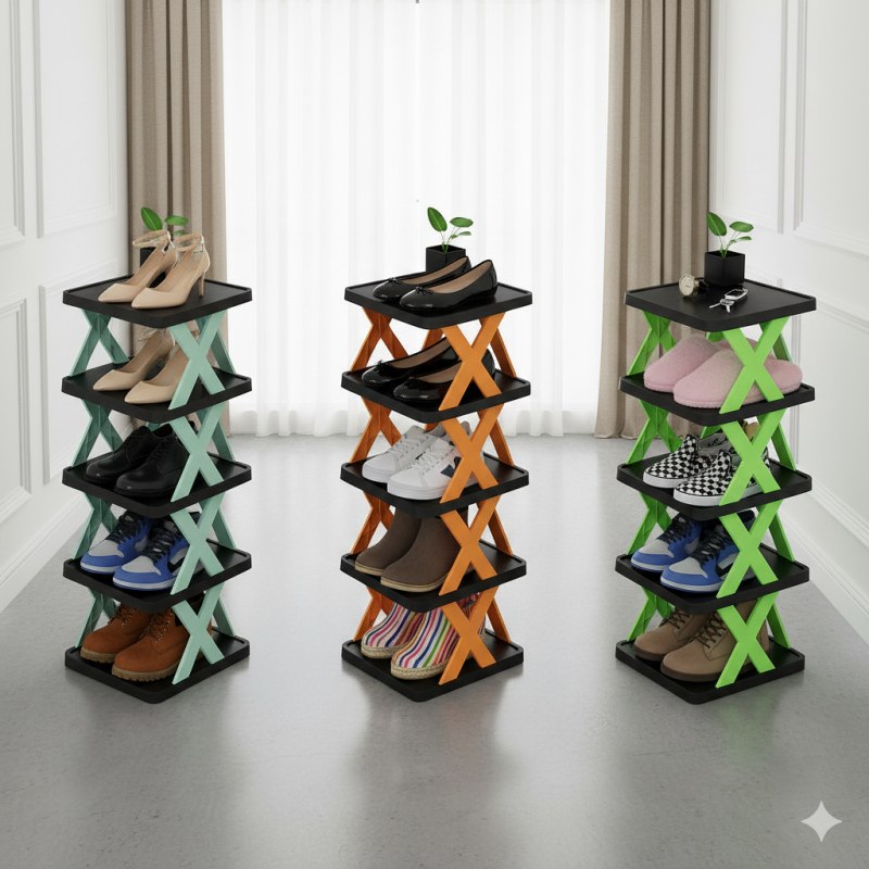 5 layer Multifunctional Black Shoe Organizer Rack_000365