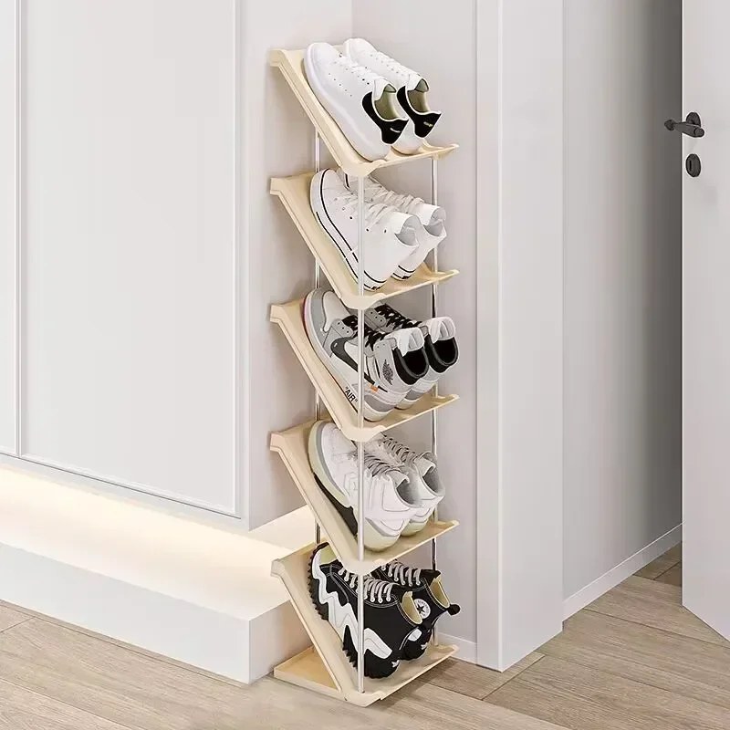  5 Layer Vertical Shoe Rack Space Saving Cabinet With Strong Load Bearing Stainless Steel Stand_000368