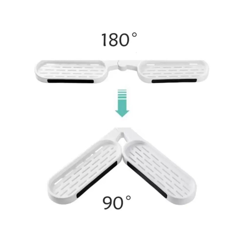  180 Degree Corner Rotating Wall-mounted Bathroom Organizer Storage Rack-000792