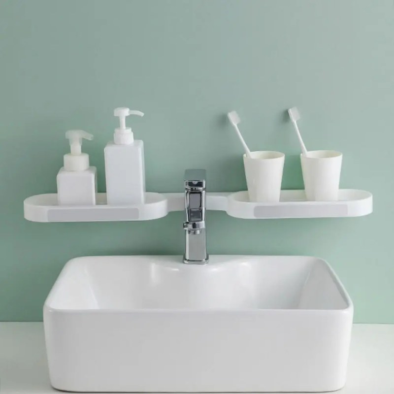  180 Degree Corner Rotating Wall-mounted Bathroom Organizer Storage Rack-000792
