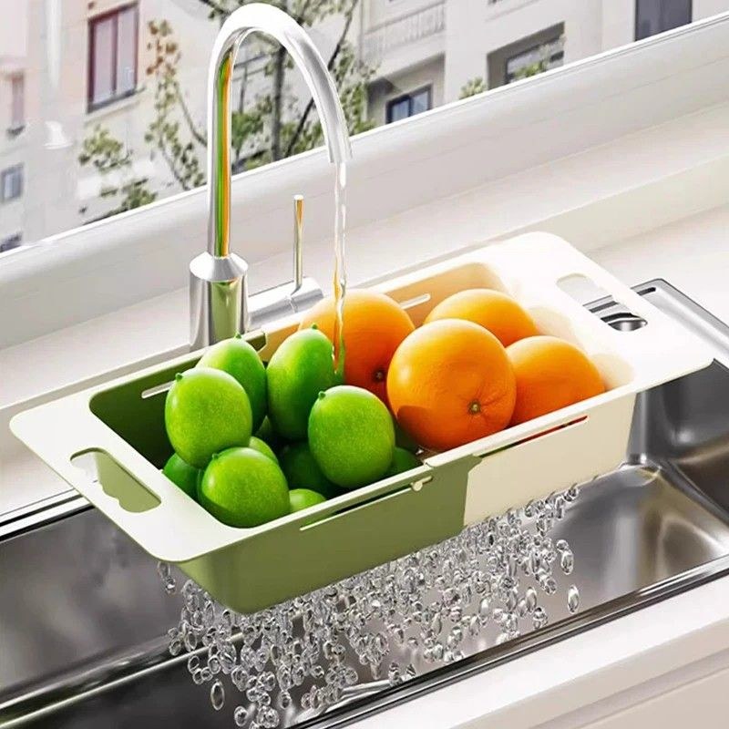 Over the Sink Collapsible Colander Strainer – Expandable Washing Basket-000196