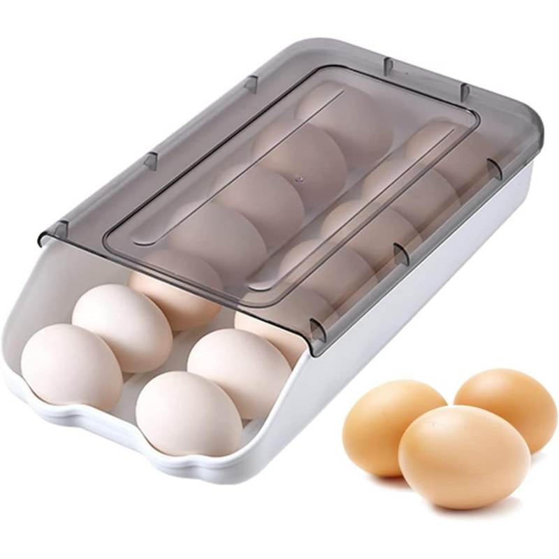 2PCS Smart Egg Storage Box – Sliding Egg Organizer for Fridge & Kitchen-000163
