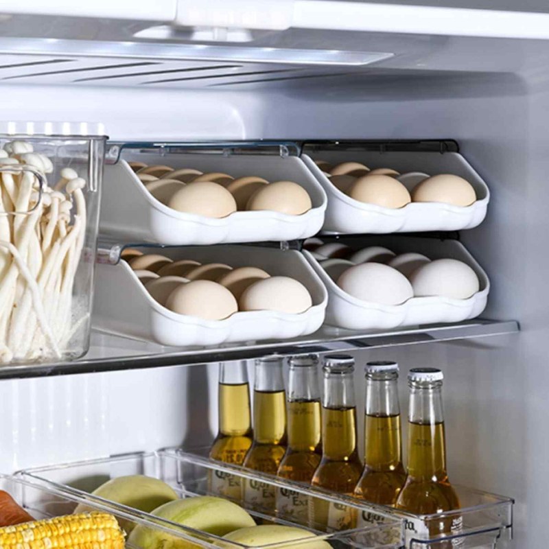 2PCS Smart Egg Storage Box – Sliding Egg Organizer for Fridge & Kitchen-000163