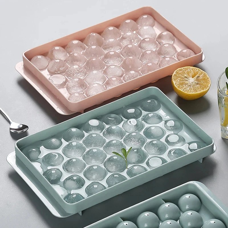  2pcs Round Ice Cubes Tray with Lid for Freezer-000165