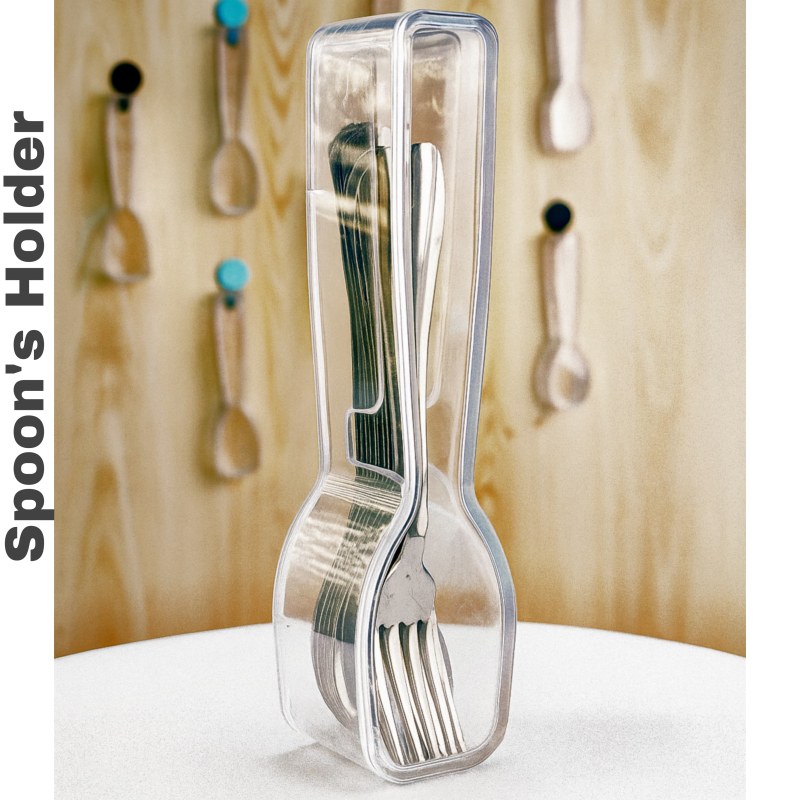  Modern Transparent Spoon Holder for Kitchen - Sleek & Stylish Design-000357