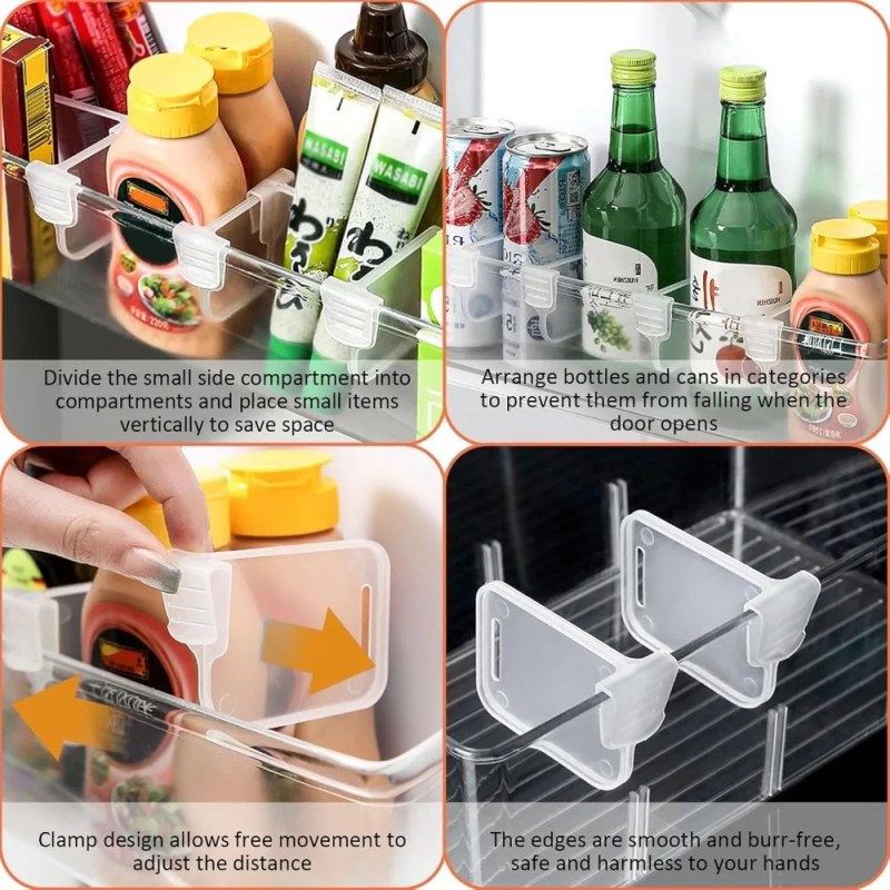 12pcs Adjustable Fridge Dividers Multi-functional Refrigerator Side Door Separator -000752