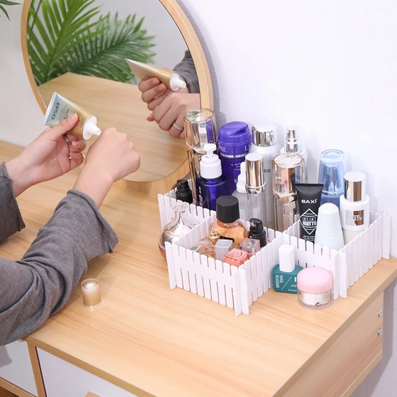 Adjustable Plastic Grid Drawer Organizer Multi-Purpose Drawer Storage Divider 6pcs-000285