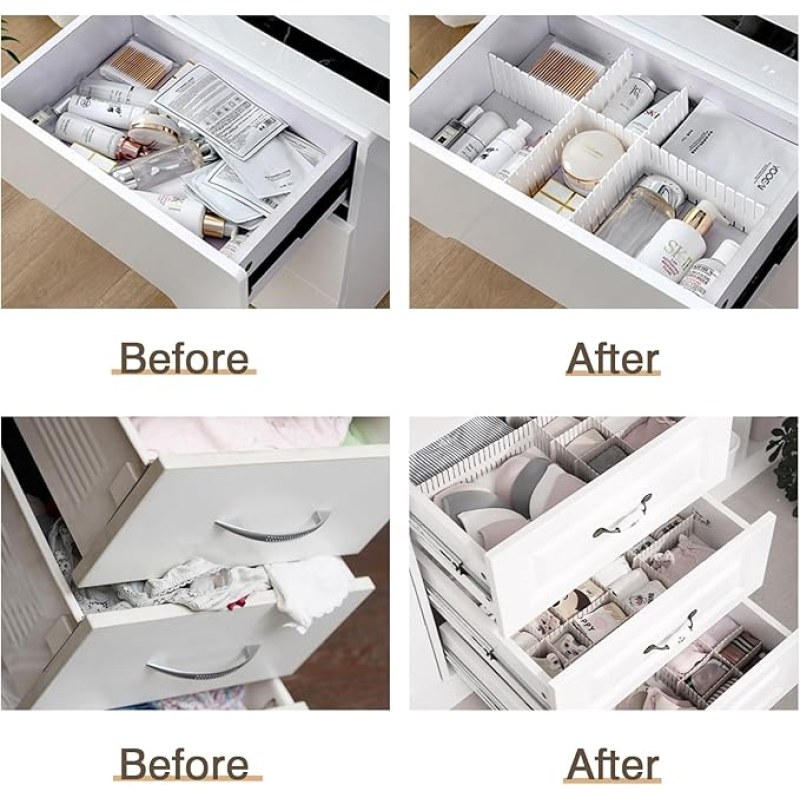 Adjustable Plastic Grid Drawer Organizer Multi-Purpose Drawer Storage Divider 6pcs-000285
