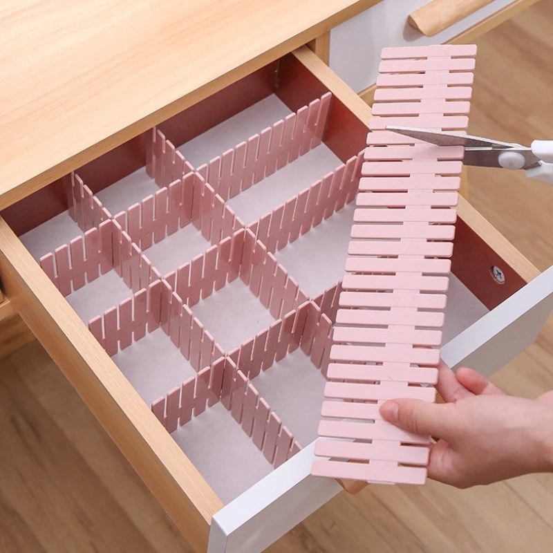 Adjustable Plastic Grid Drawer Organizer Multi-Purpose Drawer Storage Divider 6pcs-000285