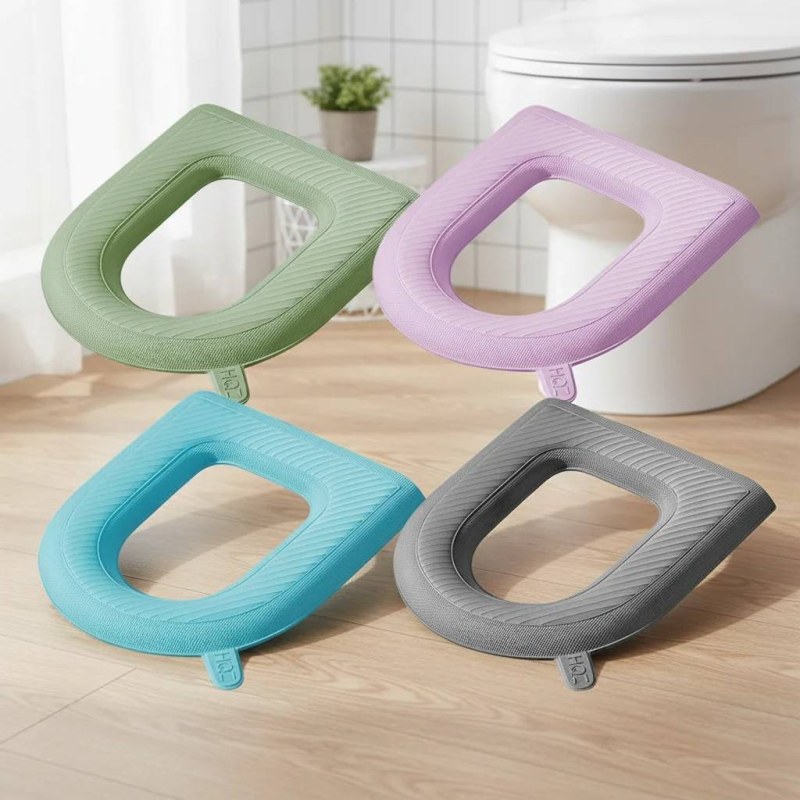 2pcs Waterproof Luxary Toilet Seat Cover – Soft, Washable & Warm Winter Toilet Cushion Combo-000929