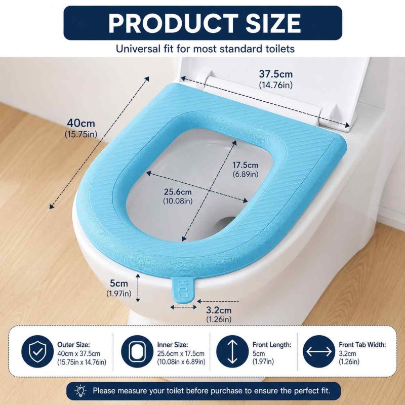 2pcs Waterproof Luxary Toilet Seat Cover – Soft, Washable & Warm Winter Toilet Cushion Combo-000929