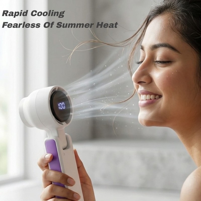 Portable Mini Turbo Fan Rechargeable USB Handheld Fan 2000mAh Battery 1-100 Speed Adjustable_000849