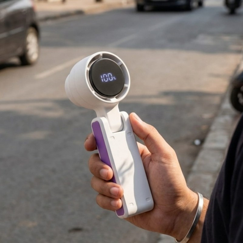 Portable Mini Turbo Fan Rechargeable USB Handheld Fan 2000mAh Battery 1-100 Speed Adjustable_000849