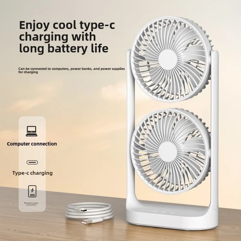 SB-052 Double-Head High Wind Air Circulation Desktop Fan-000312