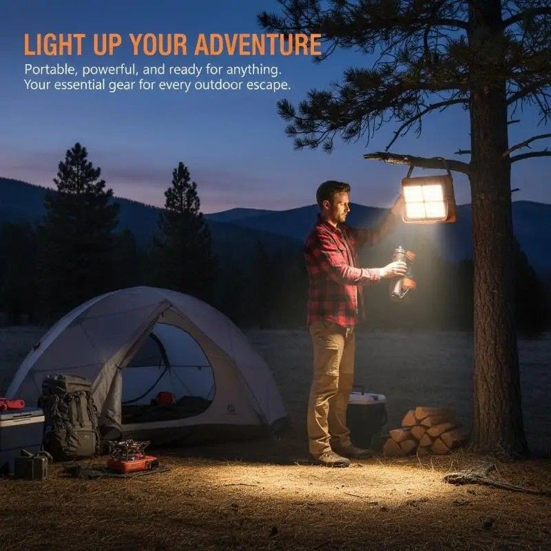 Solar Charging LED Flood Light Outdoor Portable Spotlight with USB Power Bank-000927