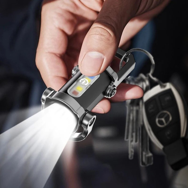 7 Modes High Power LED + COB Keychain Flashlight With Type-C_000755